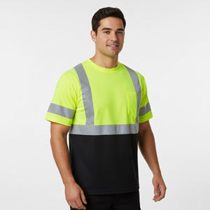 Camiseta Polo de Seguridad de Alta Visibilidad Premium ANSI Clase 2 con Cinta Reflectante 100% Poliéster Bicolor con LED Intermitente Personalizable para Hombre - Product Image 1