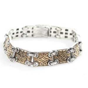 925 Sterling Silver Antique Design Bracelet with Bronze Accents Cultural Collectible Jewelry - Product Image 2