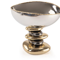 Bol décoratif en métal fait main moderne, base en galets dorés, personnalisable pour centre de table, décoration de maison de luxe, article cadeau