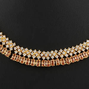 Conjunto de Joyería con Diamantes Americanos - Color Durazno y Dorado - Product Image 3