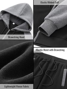 Conjunto de chándal polar de gimnasio de moda para hombre al por mayor OEM logotipo personalizado Sudadera Capucha pantalones de Jogger de talla grande transpirable - Product Image 5