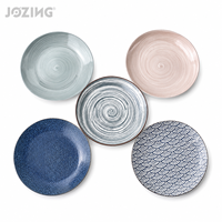 Service de vaisselle en céramique JOZING, assiettes à dîner peintes à la main avec motif vague tourbillonnante, plat de service en porcelaine, prêt à être expédié, directement de l'usine