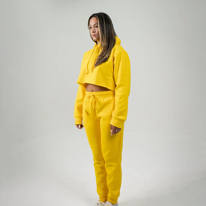 Survêtement court 2 pièces pour femmes Survêtement en molleton de coton 100% Vente en gros de joggings vierges pour femmes - Product Image 2