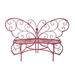 ม้านั่งโลหะสองคนสำหรับลานบ้านสวนกลางแจ้งโรงแรมลายผีเสื้อสีแดงเป็นมิตรกับสิ่งแวดล้อม - Product Image 1