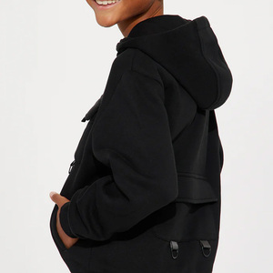 เสื้อฮู้ดผ้าฟลีซสำหรับเด็กผู้ชายมีกระเป๋าระบายอากาศได้ดีใส่สบายสำหรับฤดูหนาว/แขนเต็มขายส่งอัตราสีทึบบริการ OEM - Product Image 5