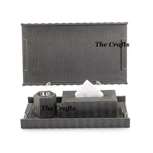 Fantastic Design Wooden And Leather <b>Bakhoor</b> Burner Mabkhars With Napkin Holder And Tray Greatest Quality Dukhoon Burner - Product Image 1