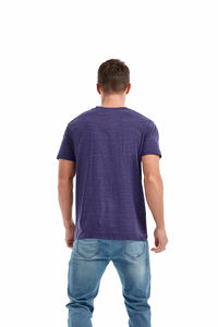 T-shirts d'été à manches courtes et col en V de couleur unie pour hommes, coupe ample et respirante, tissu peigné à motif de lettres 100% coton - Product Image 5