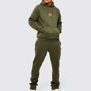 Conjunto de chándal extragrande de algodón pesado para hombre, Sudadera con capucha apilada personalizada, pantalones de chándal sueltos apilados para invierno - Product Image 1