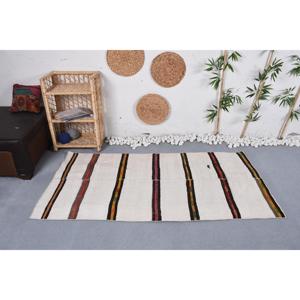 Tapis vintage, tapis d'appoint 3,2x6,3 pieds, tapis turc en laine à bordure blanche - Product Image 2