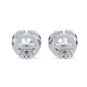 IGI Certified Lab Grown Diamond Double Halo <b>Stud</b> Earrings Solid 925 Sterling <b>Silver</b> Round Diamond Cluster Halo <b>Studs</b> - Product Image 2