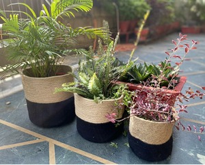 Cesta de Almacenamiento Multiusos de Yute y Algodón Ecológica de Estilo Moderno con Forma Circular - Product Image 1