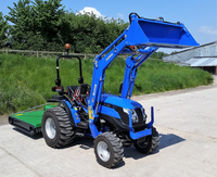NOUVEAU TRACTEUR COMPACT SOLIS 26 4WD avec NOUVEAU CHARGEUR SOLIS 3200 avec godet 4-en-1 et tondeuse/rotary 1,4 m