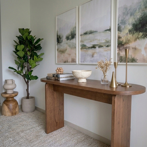 Mesa Consola de Madera de Roble Macizo, Estilo Escandinavo Minimalista, Moderna, para Sala de Estar, Entrada, Hotel, Base con Patas Estables, Muebles MT, 3 Años de Garantía - Product Image 1