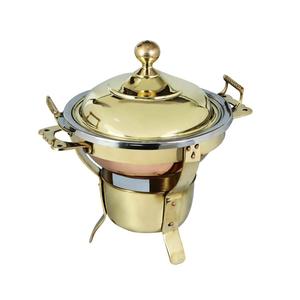 Plat de service chauffant en or plaqué avec un design en relief, style luxueux, équipement de buffet pour les célébrations royales - Product Image 4