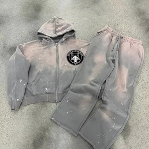 ชุดวอร์มฤดูหนาวผ้าฝ้ายคุณภาพสูงขนาดใหญ่พิเศษสำหรับทุกเพศ ชุดสตรีทแวร์แบบมีซิปบุขนแกะพร้อมฮู้ด ปักลายพิมพ์เรียบง่าย - Product Image 4