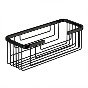 Cesta rectangular de metal para jabón de ducha, de alambre de acero negro mate - Product Image 2