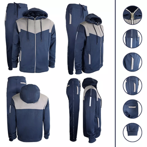 Chándal con capucha y cremallera para hombre, manga larga, respetuoso con el medio ambiente, sólido, 100% algodón, ropa deportiva, parte inferior para correr, tallas grandes, invierno, - Product Image 4