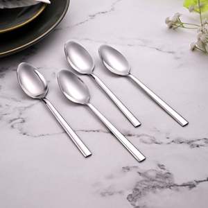 ชุดช้อนกาแฟและของหวาน Morning Shine วินเทจ ทำจากโลหะและพลาสติก PP จำนวน 4 ชิ้น สำหรับงานปาร์ตี้ ใช้เสิร์ฟกาแฟและชา ขัดเงาแบบกระจก - Product Image 1