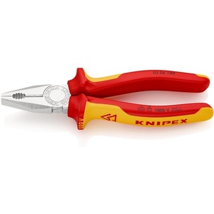 Pince combinée KNIPEX 180 mm avec poignées multi-composants chromées certifiées VDE pour la pêche - Product Image 1