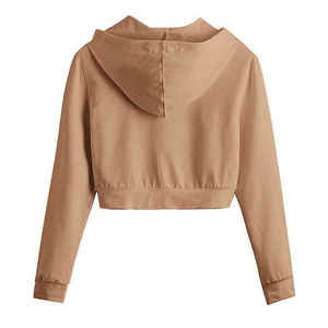 Venta al por mayor de alta calidad de moda mujeres Crop Hoodies para Casual/Último diseño High Street Crop Top Hoodies para las mujeres - Product Image 2