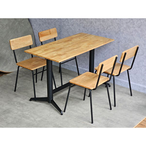Minimalist Wood Dining/<b>Restaurant</b> Table & 4 Chairs <b>Set</b> for Mall & Hotel Use-CBCF292 - Product Image 5