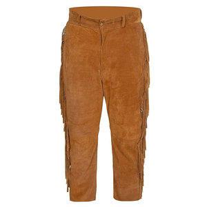 Nouvel arrivage de pantalons en cuir de daim à franges pour hommes pantalons à pompons de cow-boy occidental pantalons en cuir de daim à quantité minimale de commande bas les plus vendus - Product Image 3
