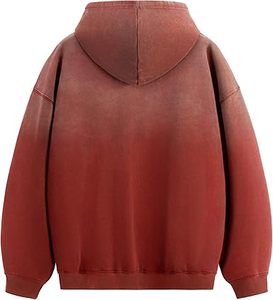 Sweats à capuche pour hommes lavage à l'acide dégradé surdimensionné coton lourd sweat à capuche uni unisexe - Product Image 2