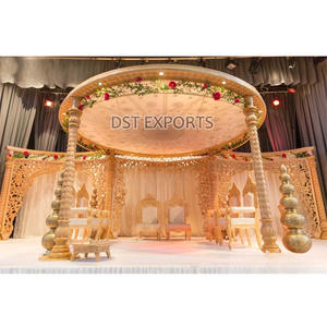 Indo-Australiano boda madera tallada Mandap DST exportaciones personalizado Maharaja estilo duradero tallado pilares redondo Mandapam Londres - Product Image 1