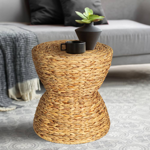 Handmade Rustic style natural water hyacinth hourglass <b>stools</b> ottomans <b>for</b> living room, bedroom, entryway from Vietnam - Product Image 5