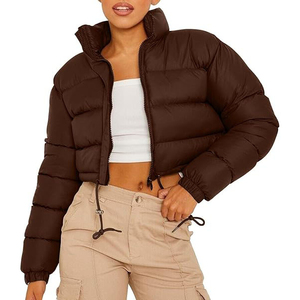 Abrigo de manga larga con cremallera para mujer y logotipo personalizado, chaquetas acolchadas gruesas cortas para invierno, chaquetas acolchadas con capucha para mujer, chaquetas con burbujas abullonadas - Product Image 5