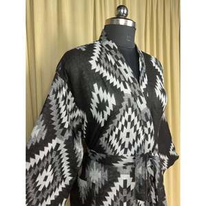 Yak Wool Blend <b>Women's</b> Cozy Winter Romance Black Diamond Print Cardigan Robe Quirky <b>House</b> <b>Coat</b> with Pockets Free Size Loungewear - Product Image 5