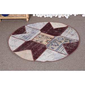 Alfombra de lana ecológica para área grande Vintage, 3,3x3,4 pies, retales de pila media, rojo, Beige, patrón abstracto, respaldo de látex para comedor - Product Image 1