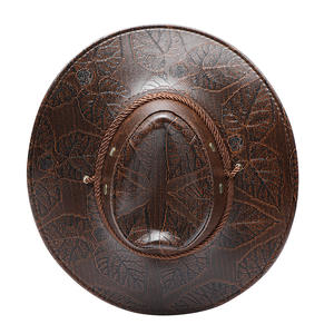 Nouveaux chapeaux de cow-boy en cuir personnalisés pour hommes en plein air chapeaux de cow-boy en cuir véritable chapeaux de mode en gros - Product Image 4