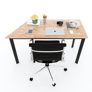 Modern Square Trapezoid <b>Office</b> <b>Table</b> 140x60cm Rubber Wood Oval Legs HBLG027 Minimalist Design - Product Image 2