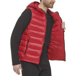 Gilet bouffant respirant avec logo personnalisé pour hommes, couleur unie, capuche zippée, vêtements d'extérieur d'hiver, en polyester et nylon, long - Product Image 4