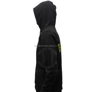 Sweat à capuche noir personnalisé avec logo, en molleton de coton, style streetwear décontracté, OEM ODM, sweats à capuche et sweat-shirts pour hommes - Product Image 4