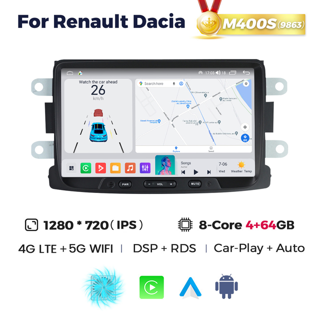 MEKEDE Android 14 8core 8+256G Car Multimedia Car-play Auto GPS Navigation Car DVD Audio Radio Player for Renault Dacia