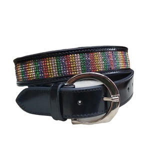 Ceinture de cavalier en cuir cristal arc-en-ciel de qualité supérieure - Product Image 1