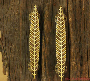 Yaprak tasarım kavisli Metal kapı kolları iç dış donanım malzemeleri için yüksek kaliteli pirinç kolları rustik donanım kaynağı - Product Image 5