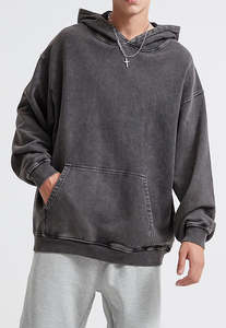 Contrast <b>Stitch</b> Acid Wash Men <b>Hoodies</b> With Unique Detailing And Rugged Vintage Look For men's <b>hoodies</b> - Product Image 2