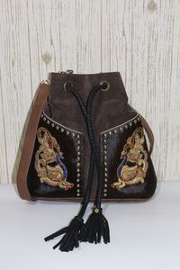 กระเป๋าสะพายไหล่หนังแท้ปักลายนกยูงธรรมชาติทำด้วยมือพร้อมสายดึงซิปสำหรับกระเป๋าเดินทางสำหรับผู้หญิง - Product Image 4