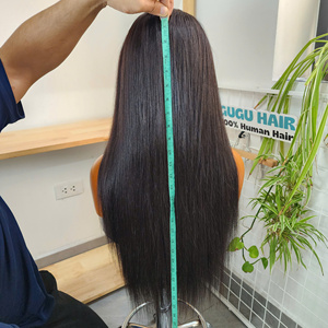 Perruques de cheveux humains 100% naturels vietnamiens bruts, couleur naturelle, lisses comme des baguettes, 24 pouces, double épaisseur, longues, fournisseur Vietnamien - Product Image 6
