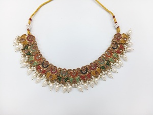 Gargantilla nupcial Joyería Gargantilla de cristal indio Conjunto de collar para mujer Fabrica joyería al por mayor, - Product Image 3