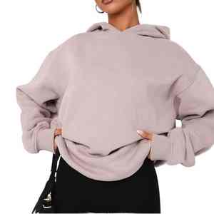 Sweat-shirts à capuche oversize à épaules tombantes pour femmes, prix de gros, hiver, respirant, velours, streetwear, logo personnalisé - Product Image 1