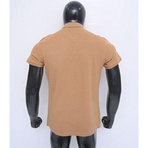 Chemise décontractée à manches courtes en jersey tricoté respirant de qualité supérieure, coupe ajustée, anti-boulochage, avec logo personnalisé pour hommes – Vente en gros - Product Image 4