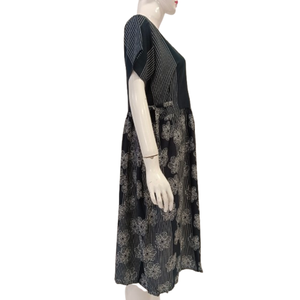 Venta al por mayor de las mujeres del Vintage vestido casual negro lindo patrón simple modelo natural cintura botón lavable para uso diario - Product Image 5