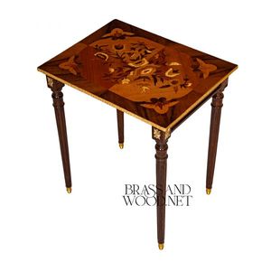 Juego de Mesas Nido Clásicas de Madera y Latón con Marquetería Artesanal para una Decoración Elegante y Lujosa del Hogar - Product Image 4