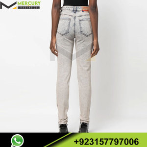 Jeans de Mezclilla de Cintura Alta y Pierna Recta con Lavado Decolorado para Mujer, Estilo Casual Vintage, Pantalones Largos de Algodón - Product Image 4
