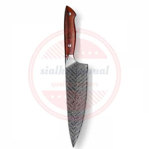 Cuchillo de Chef de Acero de Damasco de Primera Calidad con Mango de Madera |   Cuchillos de Chef Profesionales de Uso Diario con Logotipo Personalizado - Product Image 3