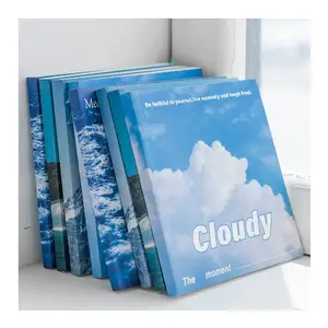 Papel de Arte de LABON a todo Color, planificador de horario diario de bolsillo con impresión de cielo azul, nubes blancas